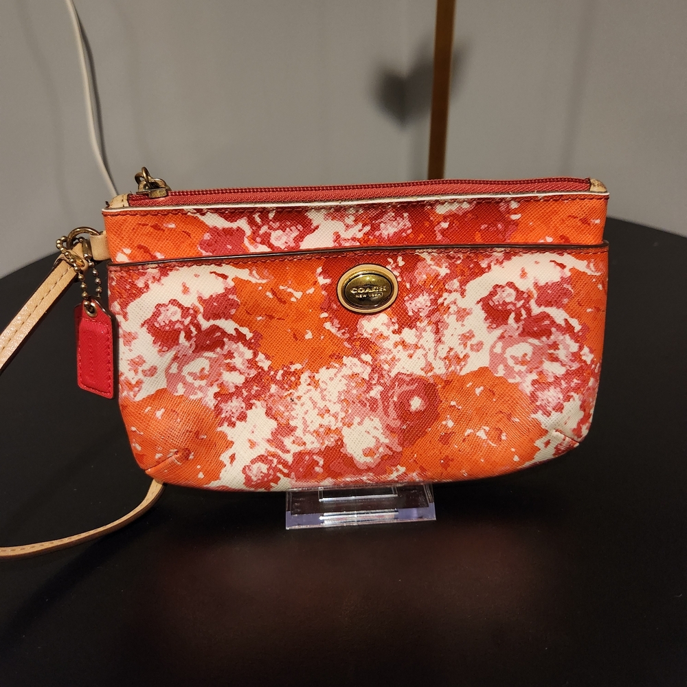 Coach Orange, Red and White Wristlet